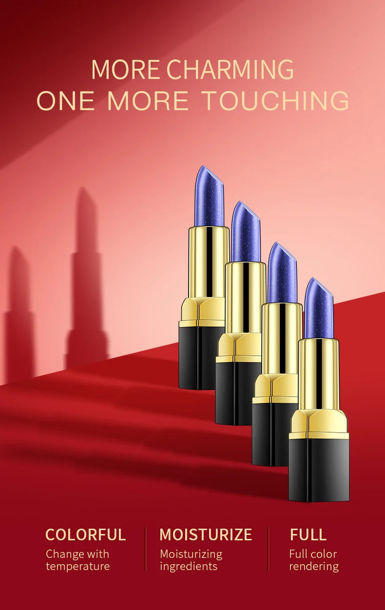 Rouge à lèvres changeant de couleur, rose bleue, soin des lèvres, brillant à lèvres rouge changeant de température, base de maquillage imperméable, beauté féminine, cosmétique