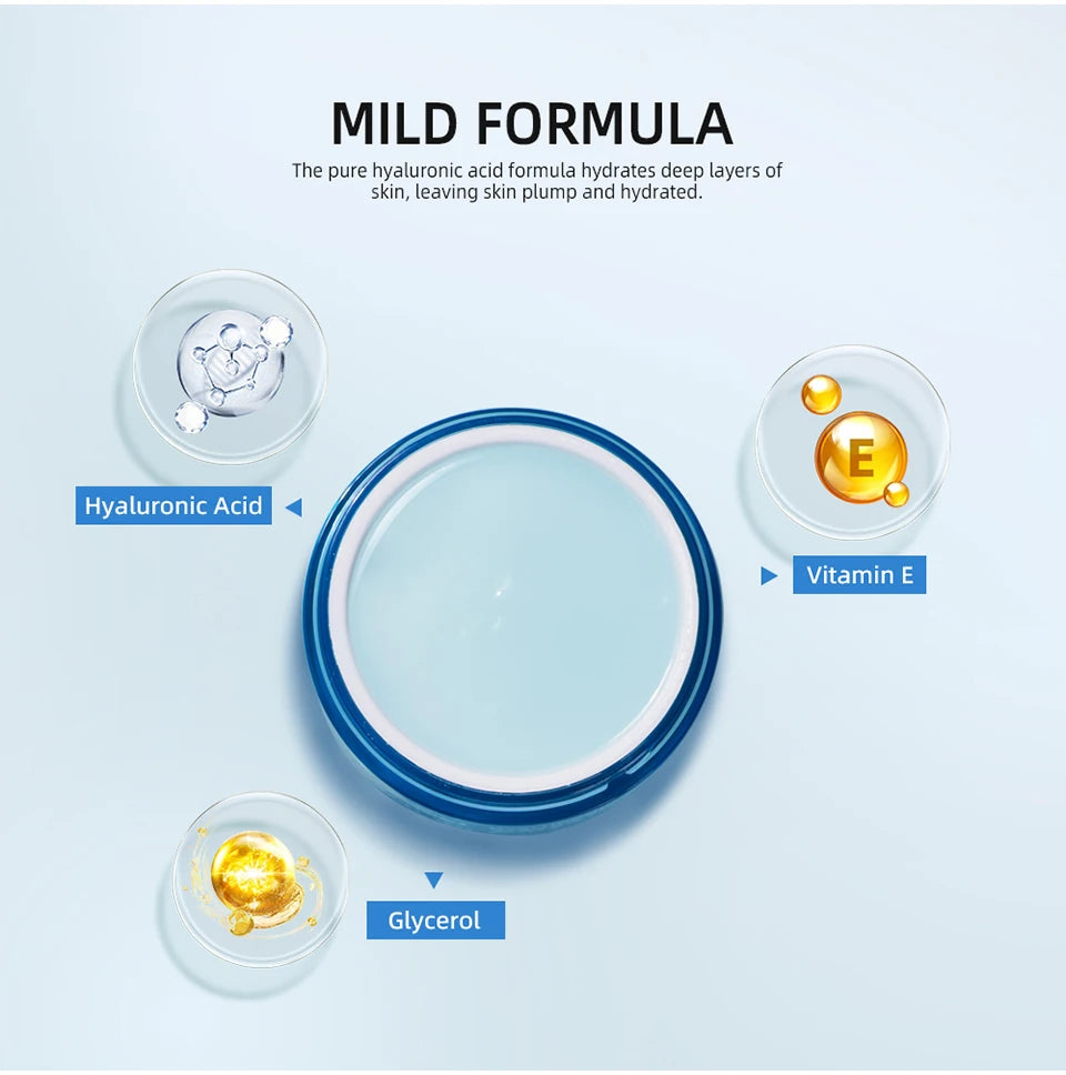 Crème gel à l'acide hyaluronique, soin hydratant pour le visage, pour hydrater et lisser les peaux très sèches, lotion nourrissante qui améliore la sécheresse cutanée