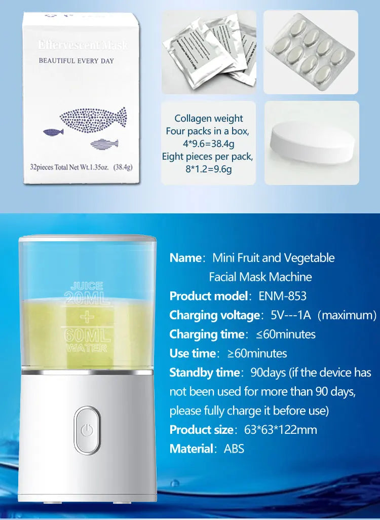 Machine à masques faciaux pour soins du visage DIY automatique à base de fruits et légumes naturels et de collagène, pour usage domestique, salon de beauté, spa
