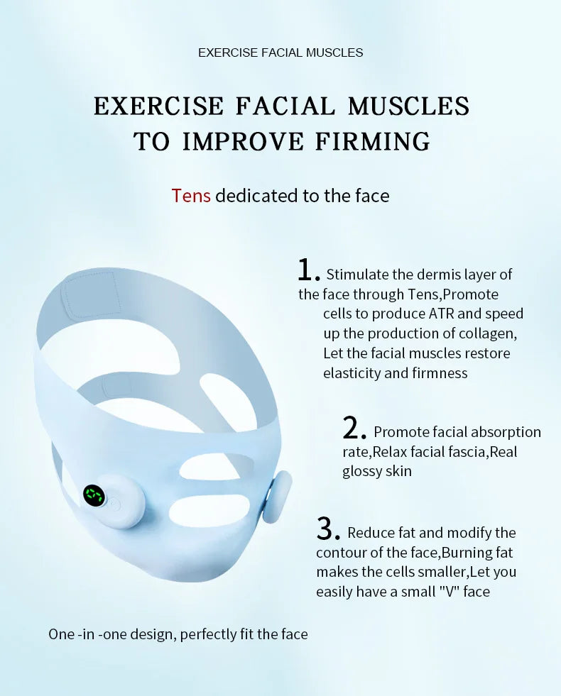 Appareil intelligent électrique pour le visage en V, avec double menton et massage facial anti-rides à intensité réglable, pour femmes.