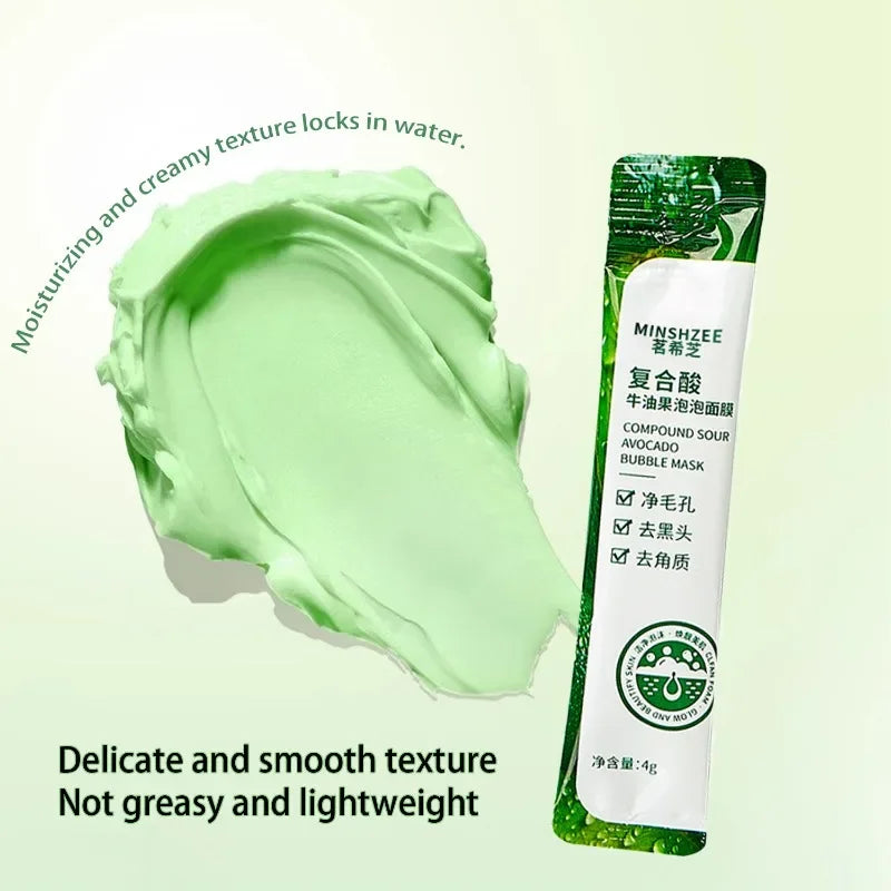 Masque facial à bulles d'avocat (12 pièces) - Éclat, fermeté, hydratation - Soin beauté du visage