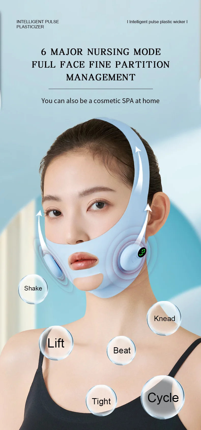 Appareil intelligent électrique pour le visage en V, avec double menton et massage facial anti-rides à intensité réglable, pour femmes.