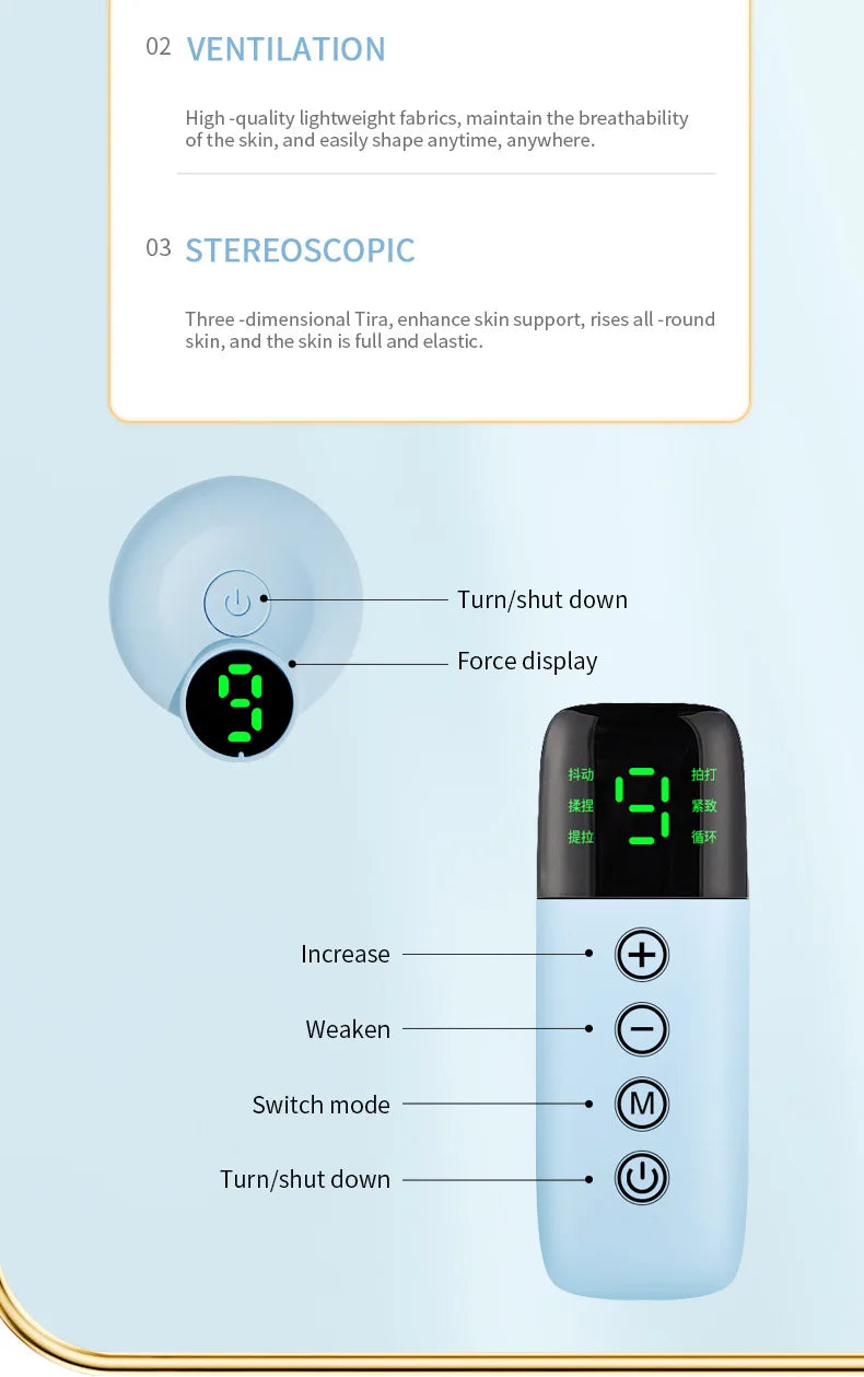 Appareil intelligent électrique pour le visage en V, avec double menton et massage facial anti-rides à intensité réglable, pour femmes.