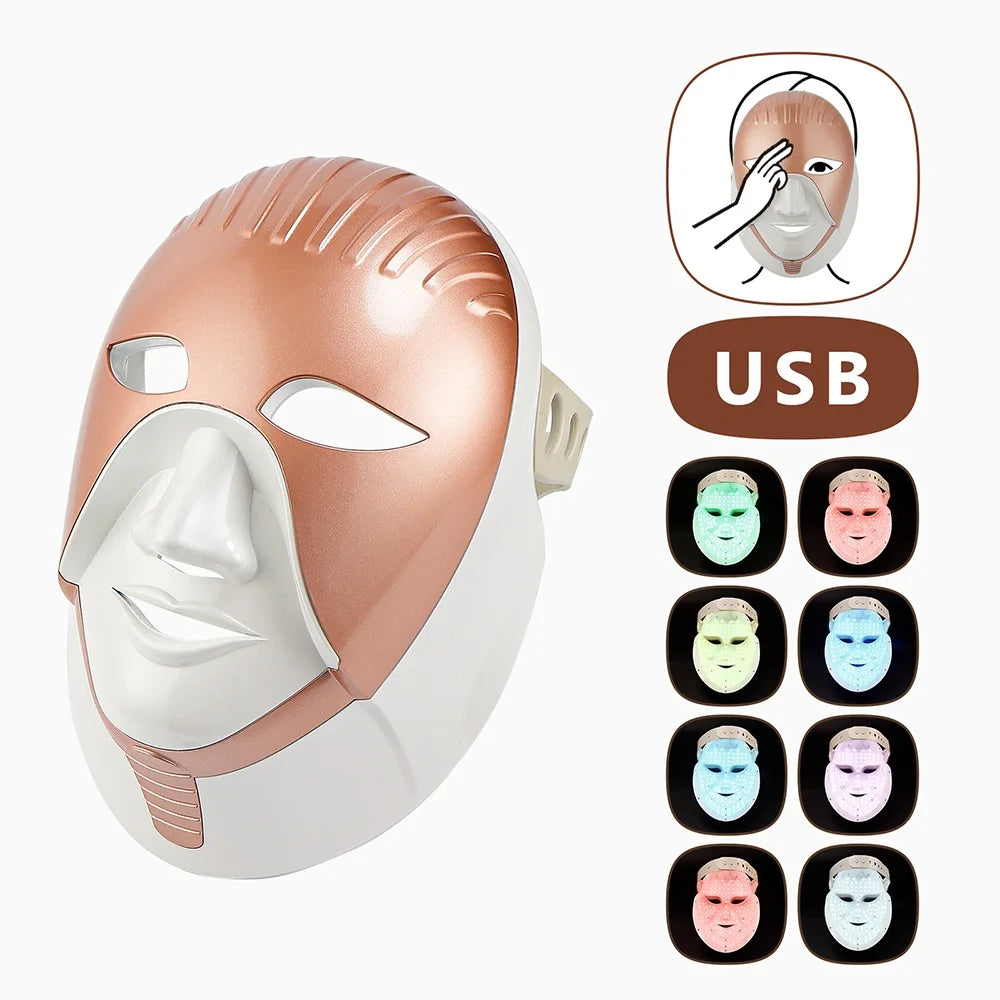 Foreverlily Mascarilla facial LED Wireless 7 Colors Photon Skin Care Beauty Machine Masque pour le visage