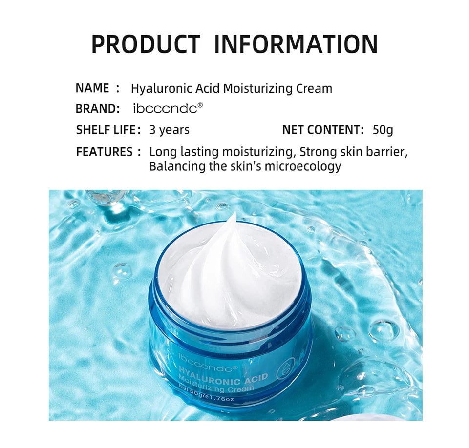 Crème gel à l'acide hyaluronique, soin hydratant pour le visage, pour hydrater et lisser les peaux très sèches, lotion nourrissante qui améliore la sécheresse cutanée