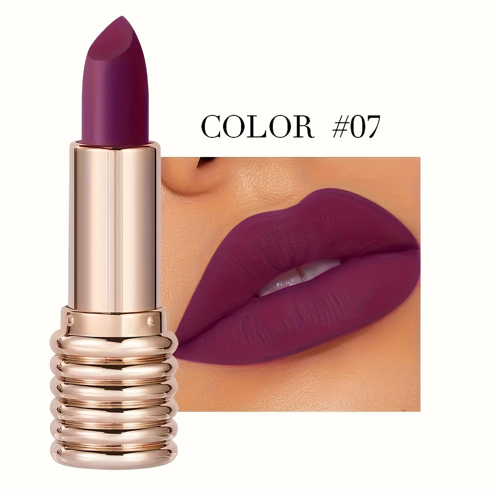 Rouge à lèvres brillant mat velours longue tenue, waterproof et résistant à la transpiration - Formule légère illuminatrice, 4 teintes (Bordeaux, Rose, Brun-rouge, Rouge) pour toutes les carnations claires, Produit de beauté, Design sophistiqué, Fini nacr